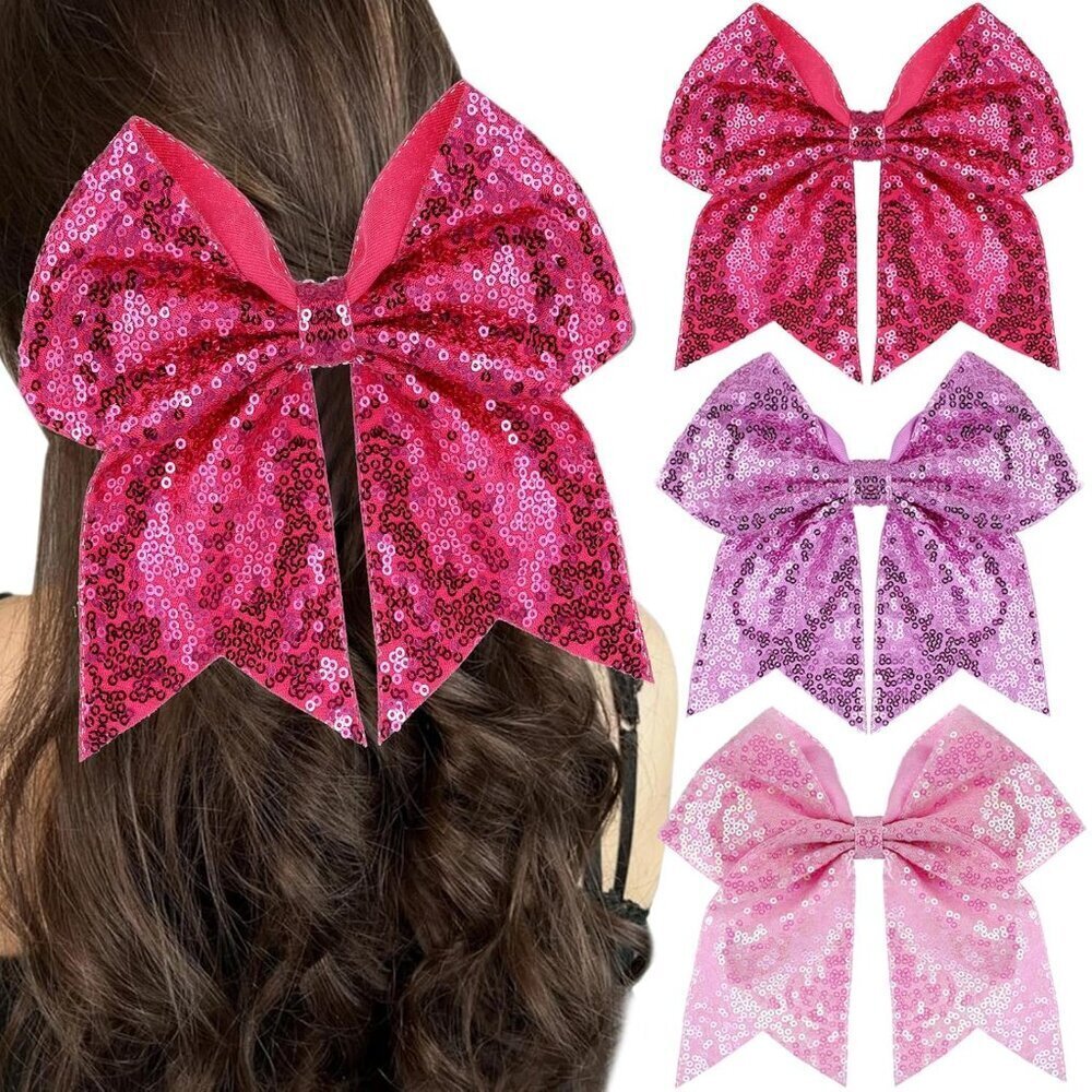 Big Glitter Bow Hair Clip Sequin Bling Hair Accessory for Women Teens Kids